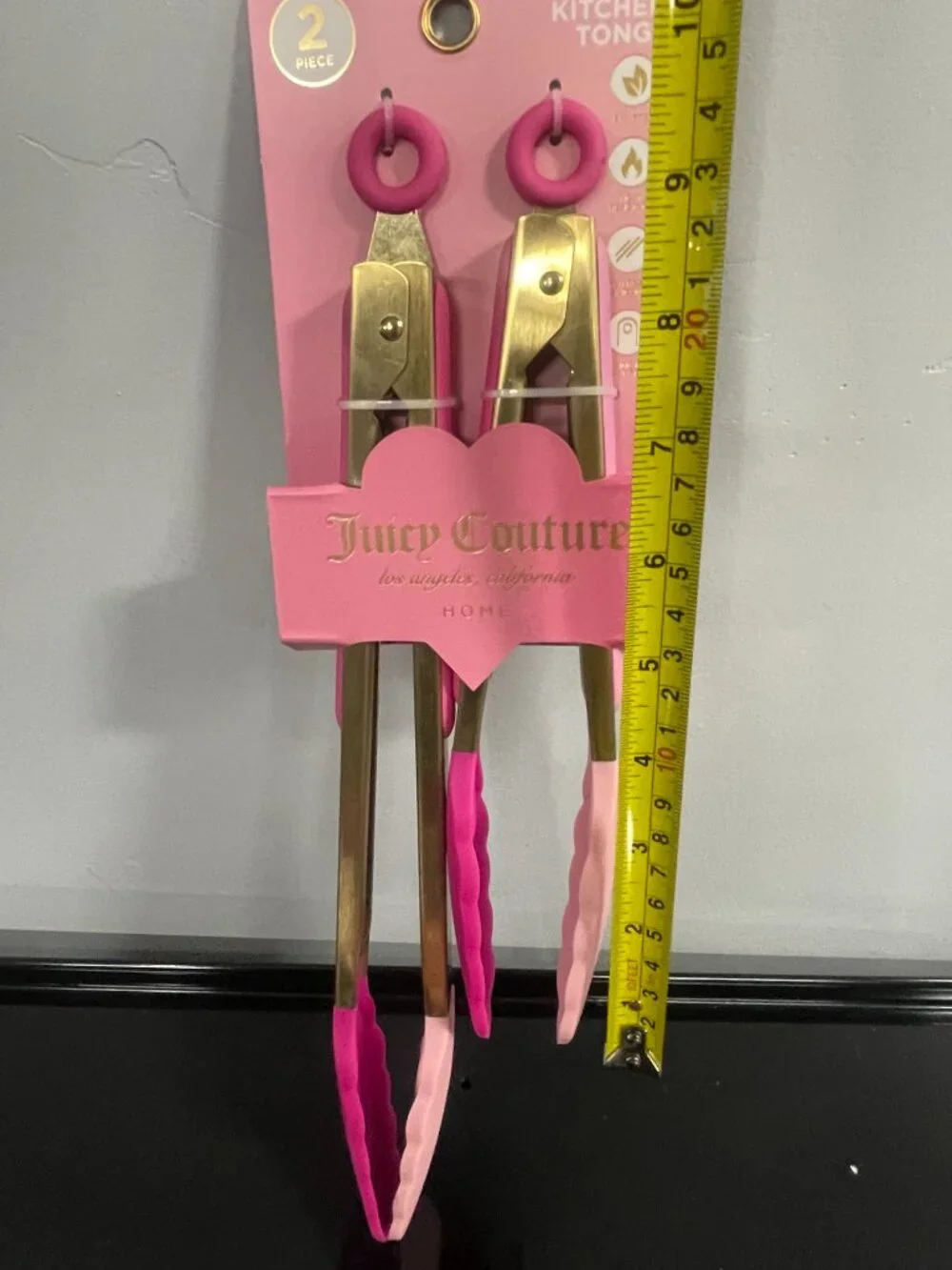 Juicy Couture Home Pink Gold 2 Pc Kitchen Tongs Set NIP
